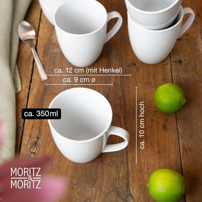 Набір посуду Moritz & Moritz BASIC на 12 осіб, 36 предметів, білий фарфор - обідні, десертні тарілки та салатники