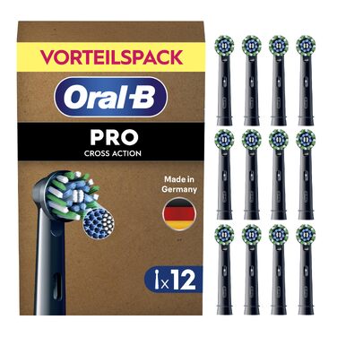 Смінні насадки для електричної зубної щітки Oral-B PRO CrossAction, чорні, 12 шт.