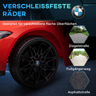 Електромобіль BMW M4 для дітей, зі звуками та світлом, швидкість 3-5 км/год, з пультом дистанційного керування, для дітей 3-5 років, червоний