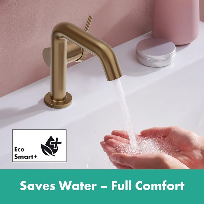 Змішувач для ванної кімнати Hansgrohe Tecturis S Fine з Push-Open, CoolStart, EcoSmart+ (Brushed Bronze, 110mm)