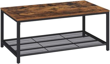 Журнальний стіл holz4home Connie з полицею, 106x60x45 см, індустріальний стиль, коричневий, для вітальні, чайний стіл, вінтаж
