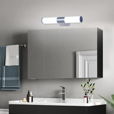 ELINKUME LED дзеркальна лампа для ванної 40 см, 8 Вт, IP65, холодне світло, 880 Лм, водонепроникна, настінна, з нержавіючої сталі, для макіяжу та освітлення шафи