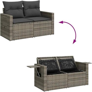 Комплект садових меблів Lounge Sofa на 6 місць, сірий поліротанг з подушками, набір м'яких меблів для тераси та саду