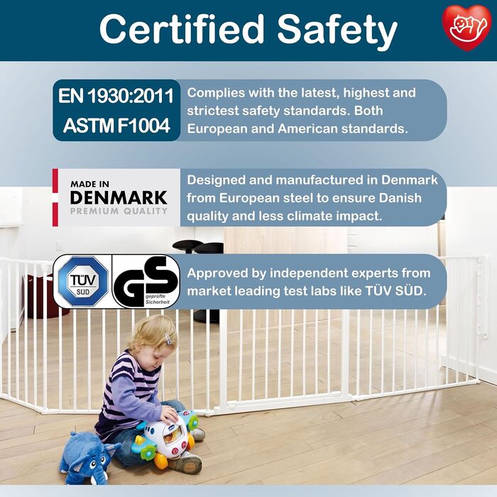 Захисний бар'єр BabyDan Flex L 90-223 см, білий - дитячий бар'єр, сітка для тварин, вироблено в Данії