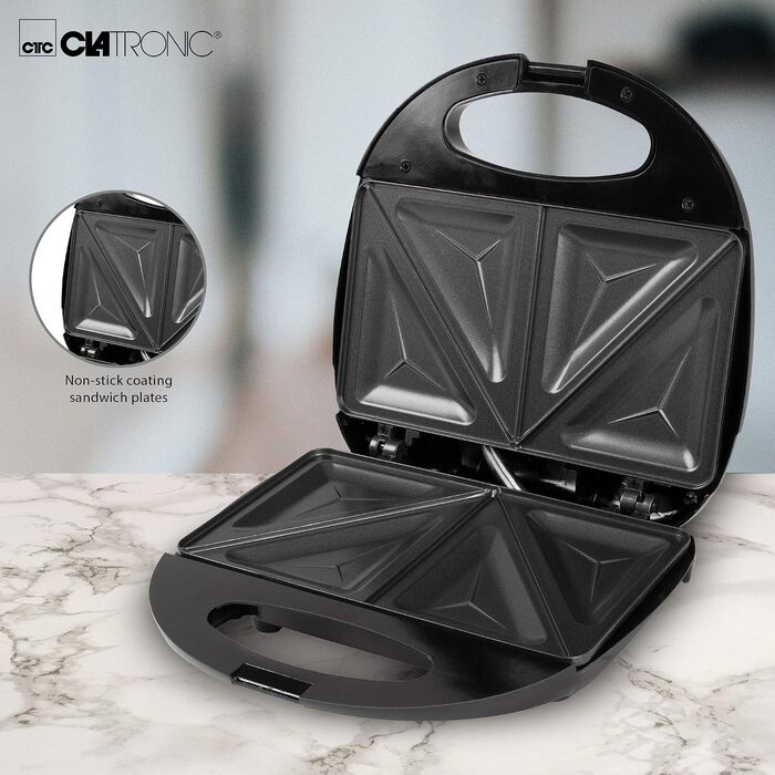Вафельниця Clatronic WA 3492, антипригарне покриття, 1000 Вт, регулювання ступеня прожарювання, корпус із нержавіючої сталі, Ø 18 см