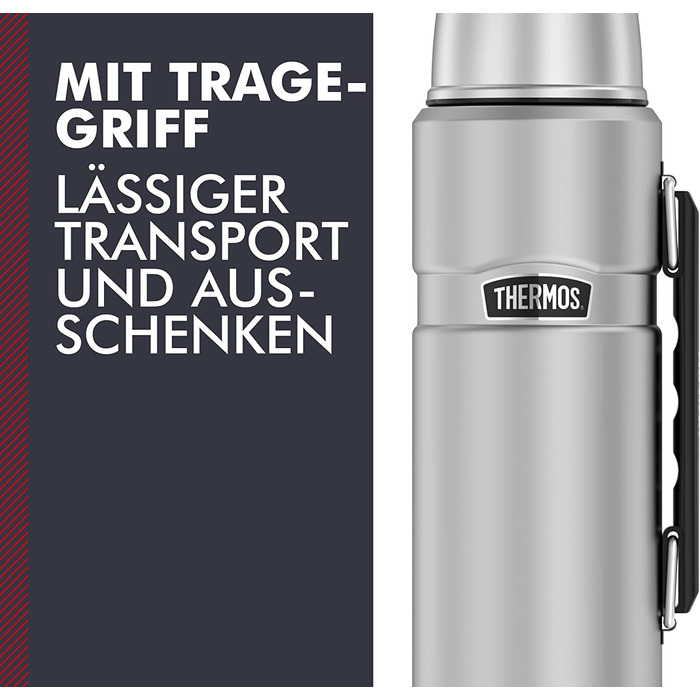 Термос Thermos Stainless King 1,2 л з ручкою, матова нержавіюча сталь