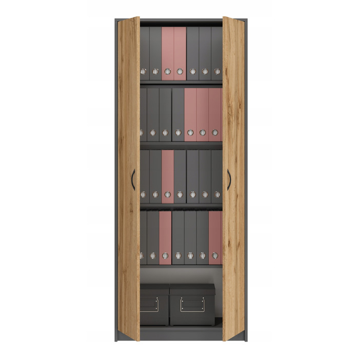 Стелаж SaraMeble 75 x 180 x 35 см, антрацит, дуб вотан, графіт