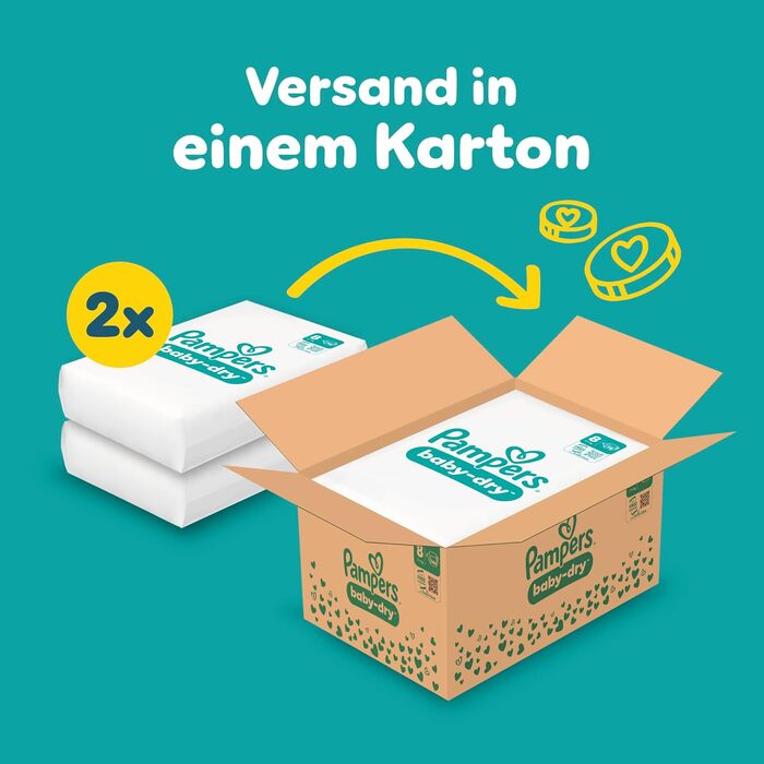 Підгузки Pampers Baby-Dry розмір 8 (17 кг+), 120 шт, пакувальна коробка