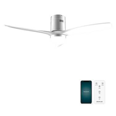 Стельовий вентилятор Cecotec Aero 5600 з підсвіткою та WiFi, 52 дюйми, білий. Дистанційне керування, режим зима/літо, таймер, IP44