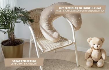Подушка для годування Stillmond Mond Minky 130 см, бежева з білими зірками, Oeko-Tex