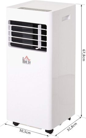 Переносний кондиціонер HOMCOM 7000BTU, 3-в-1: охолодження, осушення, вентиляція, з пультом ДУ, таймером, для 10-15 м², білий