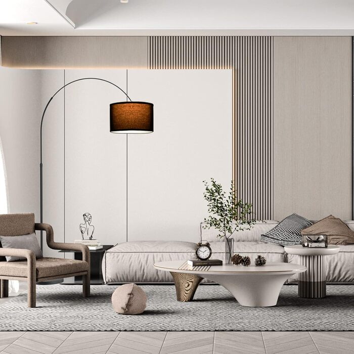 Торшер-арка Modlicht JASMIN з LED E27, чорний текстиль, 33 см, вінтаж, для вітальні, спальні, готелю