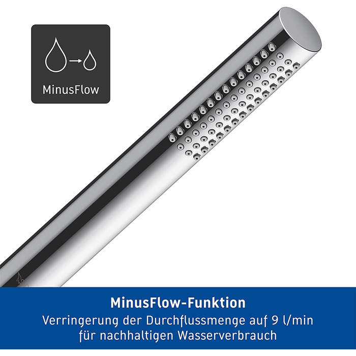 Duravit водозберігаюча кругла ручна душова лійка з режимом Rain, MinusFlow, хром, легке очищення