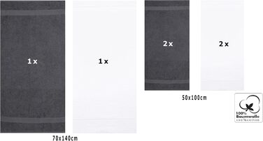 Набір рушників Betz Palermo 6 шт: 2 душових 70x140 см, 4 для рук 50x100 см, для сауни, лежак, антрацит-білий