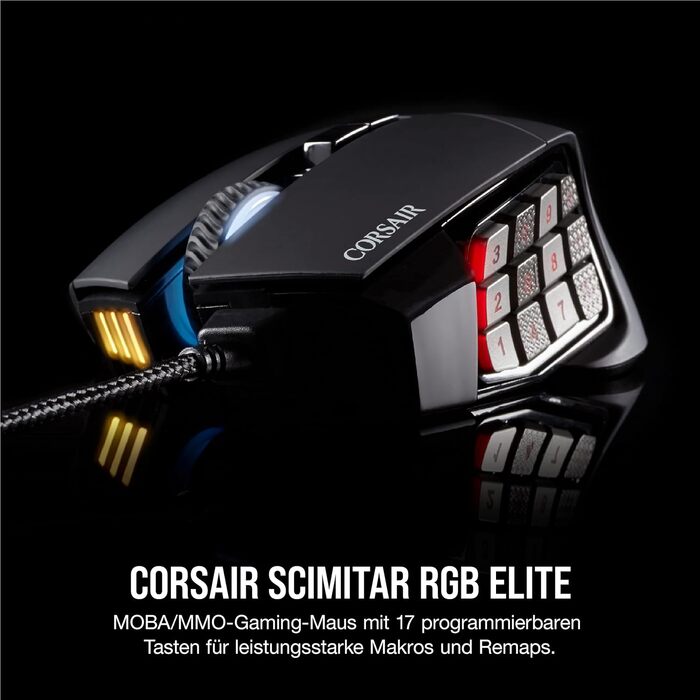 Ігрова миша Corsair Scimitar RGB Elite для MOBA/MMO, дротова, чорна