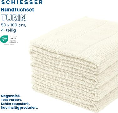 Рушники Schiesser Turin 4 шт, 100% бавовна, екологічні, 50x100 см, офвайт