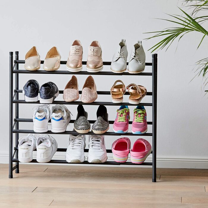 Металевий стелаж для взуття LOVE IT STORE IT Loft, 4 рівні, розсувний, стійкий, до 20 пар, чорний матовий