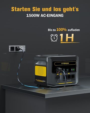 Портативна електростанція VTOMAN FlashSpeed 1500, ємність 1548 Wh, номінальна потужність 1500 W