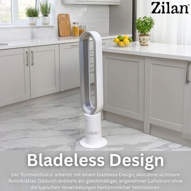 Вентилятор Zilan Turmventilator з пультом дистанційного керування, BLDC мотор, 10 режимів, 900 м³/год, коливання, таймер, сенсорний дисплей