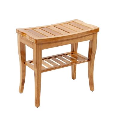 Стілець для душу SogesHome з 2 ярусами, дерев'яний, 47.5 x 26 x 44.5 см, KS-HSJ-04-SH