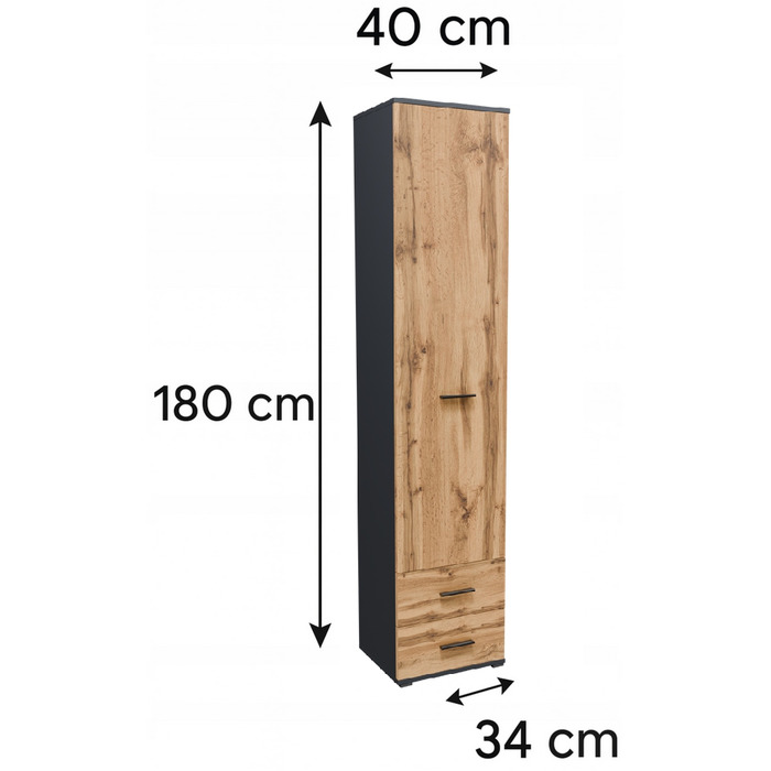 Стелаж Matkam 40 x 180 x 34 см, дуб вотан/графіт