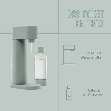 Сифон для газування води Mysoda Woody, шавлієвий зелений (Pigeon), без CO2-циліндра