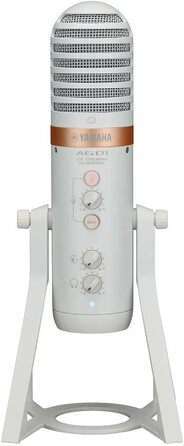 Yamaha AG01 USB конденсаторний мікрофон для стрімінгу, білий, високоякісний звук, для Windows, Mac, iOS, Android