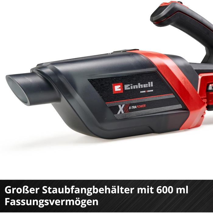 Акумуляторний ручний пилосос Einhell TE-HV 18/06 Li-Solo Power X-Change 18В, 72 мбар, насадки для щілин, меблів та підлоги, контейнер 0,6 л, без акумулятора і зарядного, нова модель