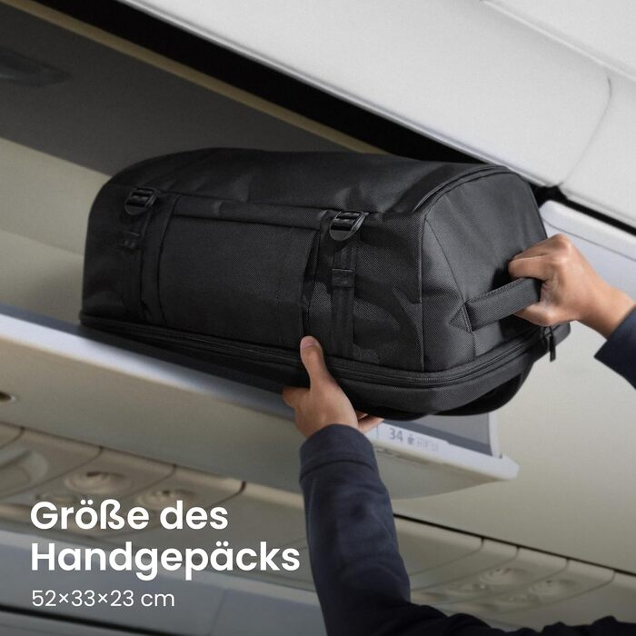 Дорожній рюкзак tomtoc 40L Reiserucksack для ручної поклажі, TSA-сумісний, чорний