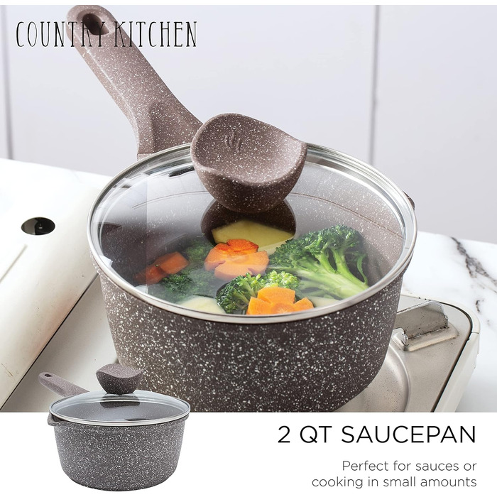 Набір посуду Country Kitchen з антипригарним покриттям, литий алюміній, 11 предметів, кремовий колір – для щоденного приготування їжі