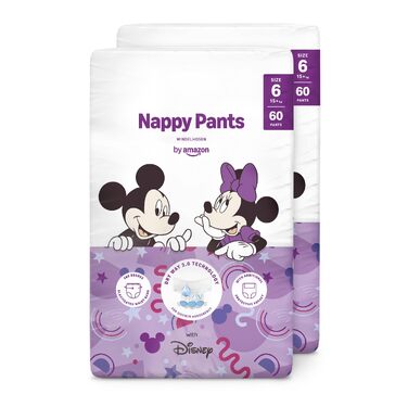 Підгузки-трусики Disney від Amazon, розмір 6 (15+ кг), 120 шт (2 упаковки по 60 шт), білі, місячний запас