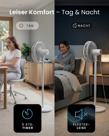 Вентилятор підлоговий Pro Breeze AirFlo Slim: 3 в 1, 70/100/130 см, 9 швидкостей, тихий, з пультом, таймером, для спальні та офісу (білий)