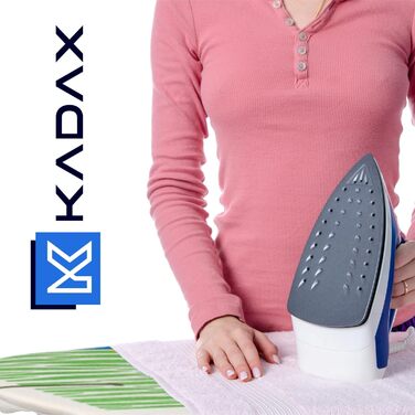 Праскадошка KADAX компактна, складана, регульована по висоті, для парових прасок, 100,5x30 см, широка робоча поверхня, висувна підставка, металева, з малюнком метеликів