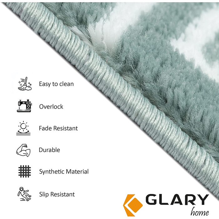 Набір 15 самоклеючих килимків для сходів Glary Home 22x71x1,2 см, квадратний візерунок, біло-блакитний