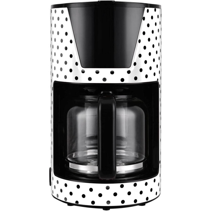 Кавоварка Kalorik TKG CM 1045 WBD N ретро-фільтр, 1,5 л, 900 Вт, скляна колба, на 12-15 чашок, біла з чорними крапками