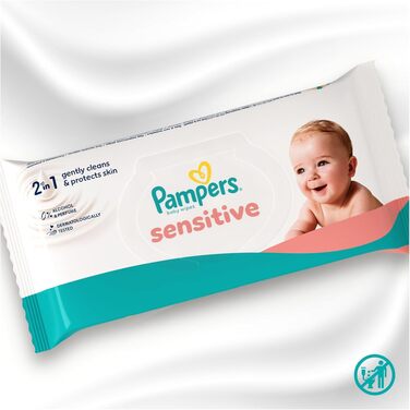 Вологі серветки для дітей Pampers Sensitive, 12 пачок по 80 шт (загалом 960 шт)