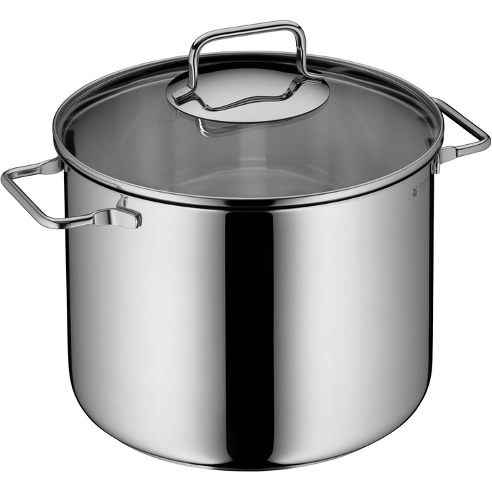Каструля для пасти WMF з ситом 24 см для індукції, об'єм 7л, зі скляною кришкою, нержавіюча сталь Cromargan, полірована
