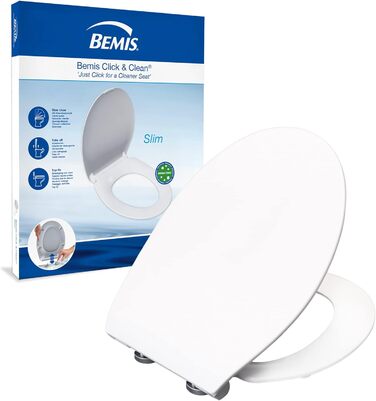 Унітазне сидіння Bemis Click & Clean D-форма, мікроліфт, антибактеріальний пластик, знімне, легкий монтаж, білий