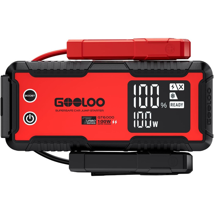 Powerbank-пусковий пристрій GOOLOO GT6000: 6000A, LED-ліхтарик, екран 3.2"