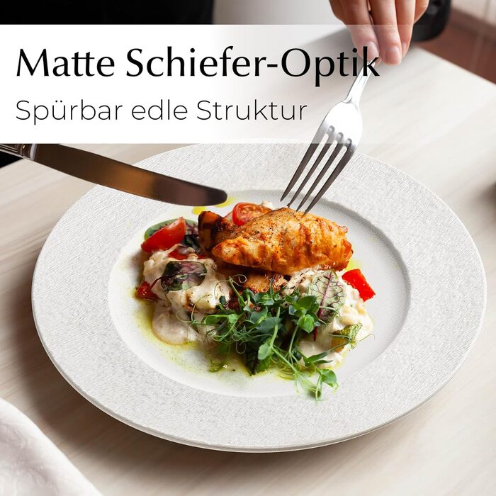MIAMIO Набір посуду Oasis (20 предметів) - сучасний керамічний сервіз для 4 осіб, білий