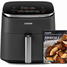 Аерофритюрниця COSORI Turbo Blaze XXL 6 л, 5 швидкостей, 9 програм, 30–230°C, енергоощадна, компактна, чорна