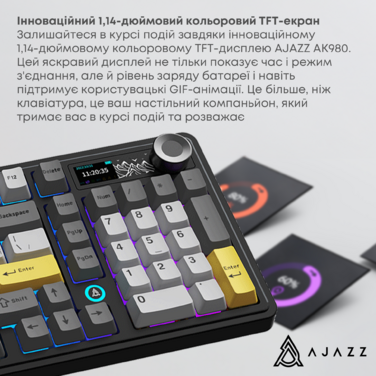 Бездротова механічна клавіатура Ajazz AK980 Clear Sky Switch Black-Gray-Yellow (AK980-CS-BGY)