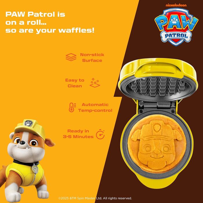 Міні-вафельниця Paw Patrol з пластиною Скай (Skye), жовта, діаметр вафель 10 см, офіційний ліцензійний продукт для дітей