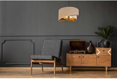 Підвісна люстра Light-Home Milan з металу та велюровим абажуром, індустріальна стельова лампа для вітальні, спальні та їдальні, колір бейж і крем