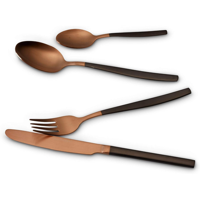 Набір столових приборів Echtwerk Positano Due-Bronze/Black, 24 предмети, для 6 осіб, матова нержавіюча сталь 18/10, преміум якість, для сервірування столу, весіль та святкових подій