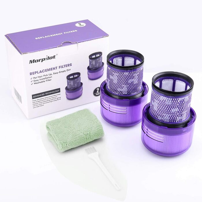 Фільтр morpilot для Dyson V11/V15/SV14/SV22, 2 шт., змінний, для пилососа Absolute/Animal/Extra/Pro/Detect/Torque Drive, миючий, з ручником і щіткою, заміна 970013-02
