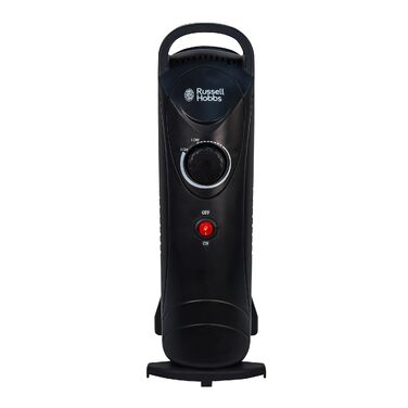 Масляний електрообігрівач Russell Hobbs RHOFR3001, 650 Вт, портативний, 5 секцій, з термостатом та захистом від перегріву, чорний, для приміщень до 10 м²