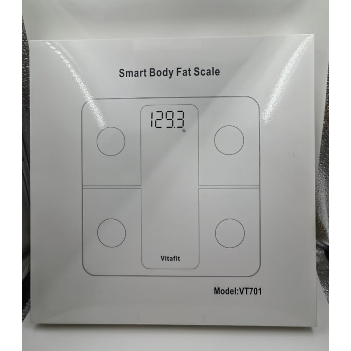 Ваги для вимірювання жирової маси тіла Vitafit з Bluetooth та додатком, 180 кг, чорні, аналізатор складу тіла, індекс маси тіла, м'язова маса