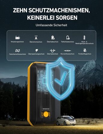 Powerbank Starthilfe AstroAI B8 для автомобіля: 7.0L бензин/5.5L дизель, Jump Starter з LED, QC 3.0 USB, 12V