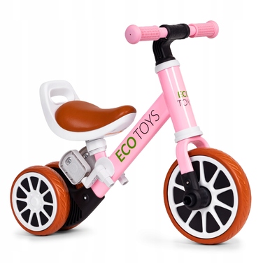 Дитячий велосипед 2в1: бігове триколісне авто з педалями, рожевий, ECOTOYS